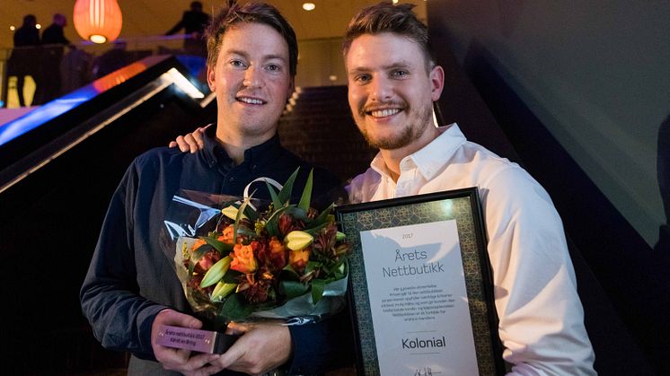 Kolonial.no - Årets nettbutikk. F.v.: Christian Mikalsen og Andreas Skaranger