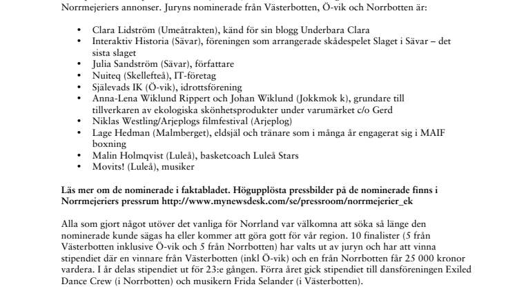 Rekordmånga ansökningar till Norrmejerier-stipendiet  -	Bloggare, skönhetsföretag och äkta eldsjälar bland de nominerade 