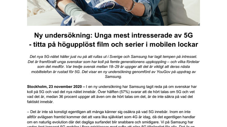 Ny undersökning: Unga mest intresserade av 5G - titta på högupplöst film och serier i mobilen lockar