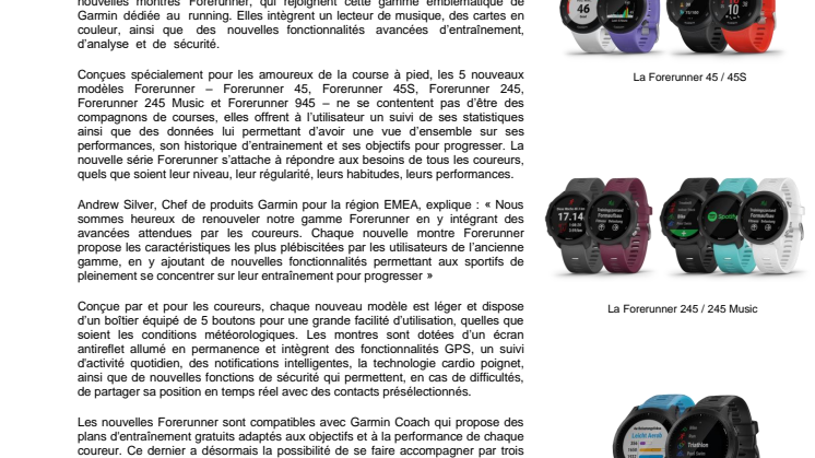 Nouvelle gamme Forerunner de Garmin : des montres GPS de running adaptées à tous les coureurs