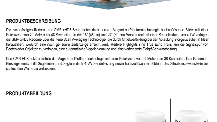 Datenblatt Garmin GMR xHD3-HD3 Radome