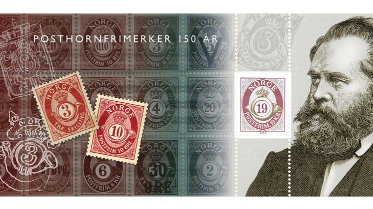 REKORDHOLDER: Det norske posthornfrimerket er 150 år i 2022. FOTO: Posten