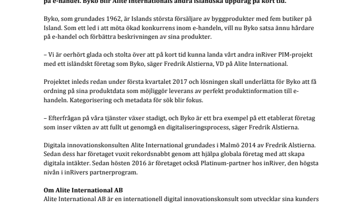 Alite International levererar inRiver PIM-lösning till ännu ett isländskt bolag  