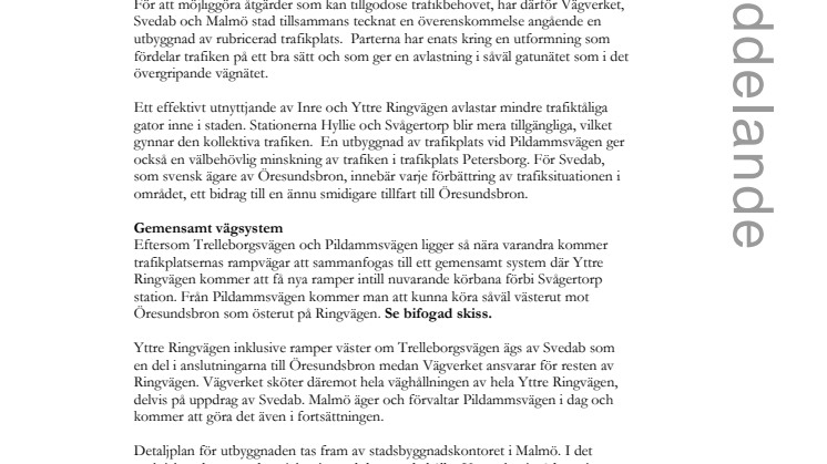Ny trafikplats i korsningen Yttre Ringvägen – Pildammsvägen i Malmö