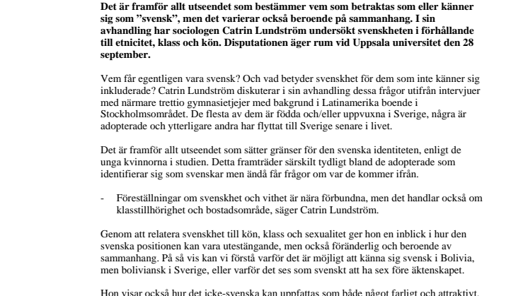 Svenskhet styrt av utseende, men inte enbart