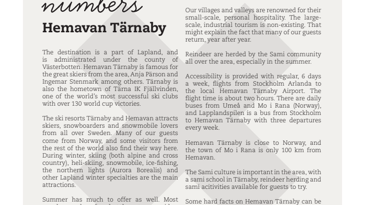 Facts and numbers about Hemavan Tärnaby