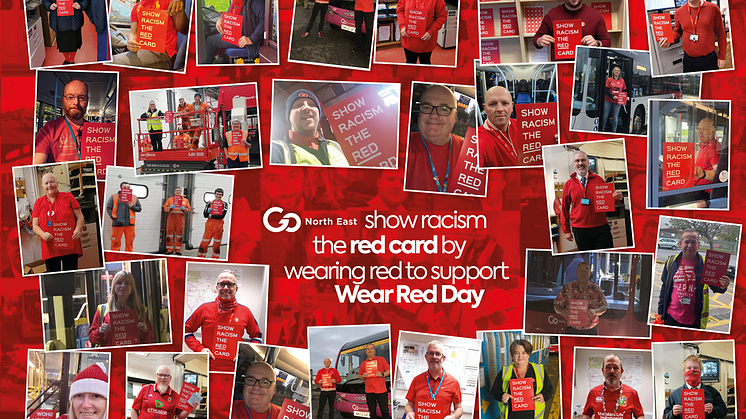 Go North East wears red to support and raise money for Show Racism the Red Card’s Wear Red Day