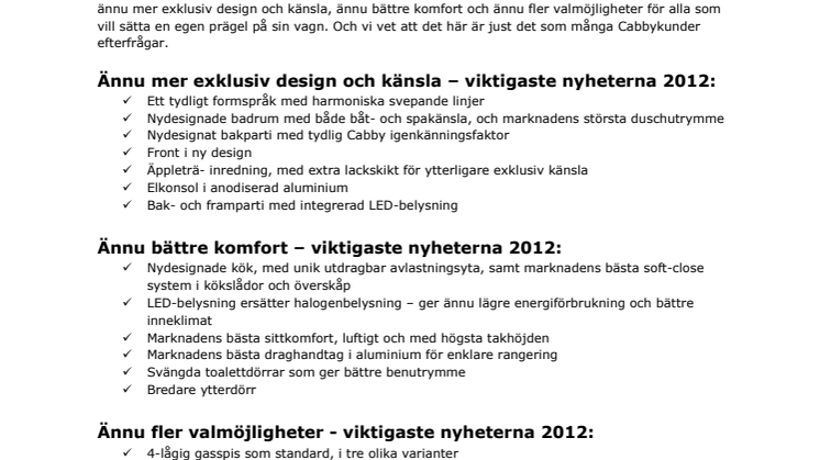 Cabby 2012 års modeller - en ny generation!