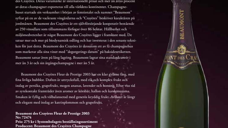 Ny årgångschampagne från Beaumont des Crayères till unikt pris! 