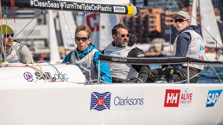 Grimstad Seilforening vant den første runden i årets seilsportsliga. Nå kommer laget til Bergen for å forsvare ledelsen. FOTO: Trond R. Teigen
