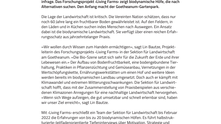 Chancen für eine nachhaltige Landwirtschaft. ​Forschungsprojekt mit Kurzvideos über biodynamische Landwirtschaft