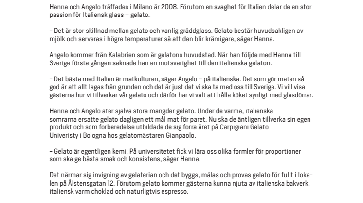 Hanna och Angelo tar Italien till Ålsten med exklusiv gelateria