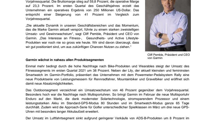 PM Garmin Quartalszahlen Q1/2021