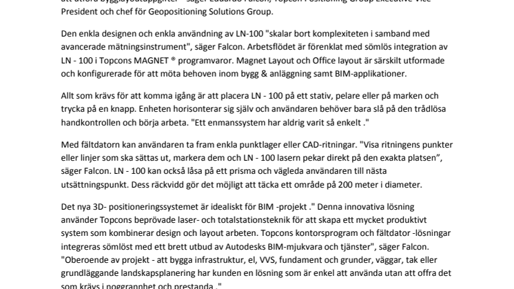 Top Position AB introducerar Topcon BIM 3D-layoutlösning för bygg och anläggning