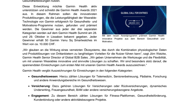 PM Garmin Health Awards 2021