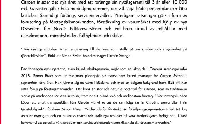 CITROËN INFÖR 3 ÅRS NYBILSGARANTI