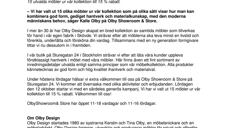Överraskningslördag på Sturegatan 24 i Olby Showroom & Store