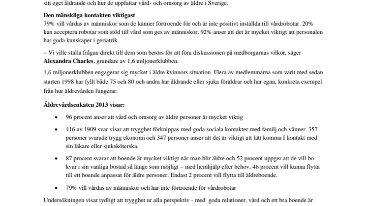 Boende och god vård viktigast för äldre