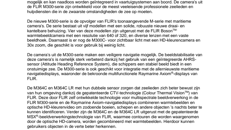 FLIR introduceert de M300-serie met maritieme camera's