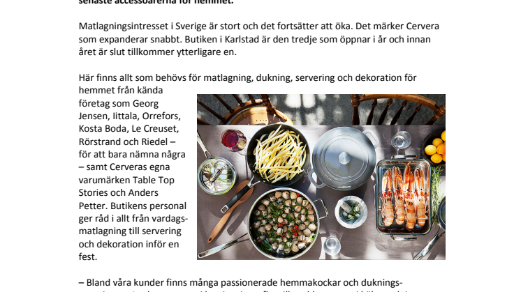 Cervera öppnar i Karlstads Mitt-i-City-galleria