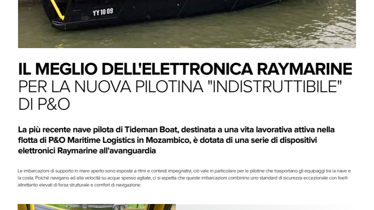 IL MEGLIO DELL'ELETTRONICA RAYMARINE PER LA NUOVA PILOTINA "INDISTRUTTIBILE" DI P&O 