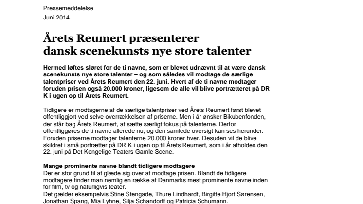 Årets Reumert præsenterer dansk scenekunsts nye store talenter