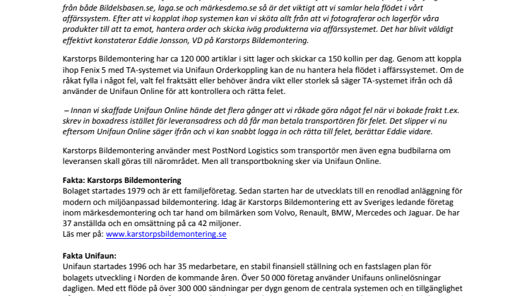 Karstorps bildemontering skickar bildelar med rätt IT-verktyg