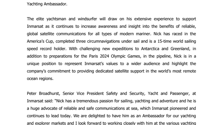 Inmarsat Announces Record-Breaking Sailor as New Yachting Ambassador