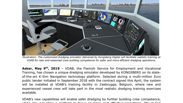 VDAB in Belgium expands operational specific training capabilities with new KONGSBERG dredging simulator