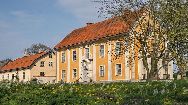 Bilden föreställer en liten del av slottsområdet i Sölvesborg och är tagen i april 2020. Finns att ladda ner som högupplöst pressbild via länk nedan. Foto: Sölvesborgs kommun.