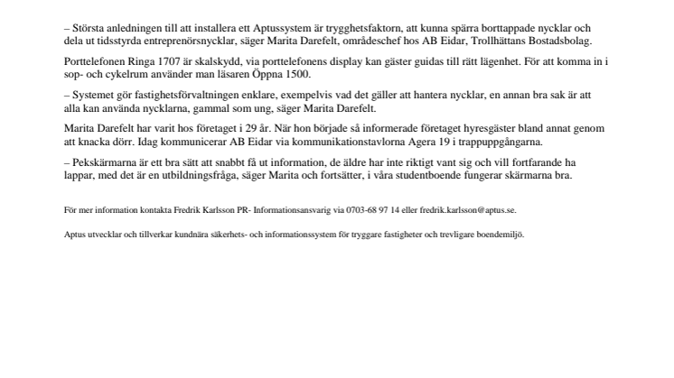 Aptus bidrar med trygghet i nytt bostadskvarter i Trollhättan