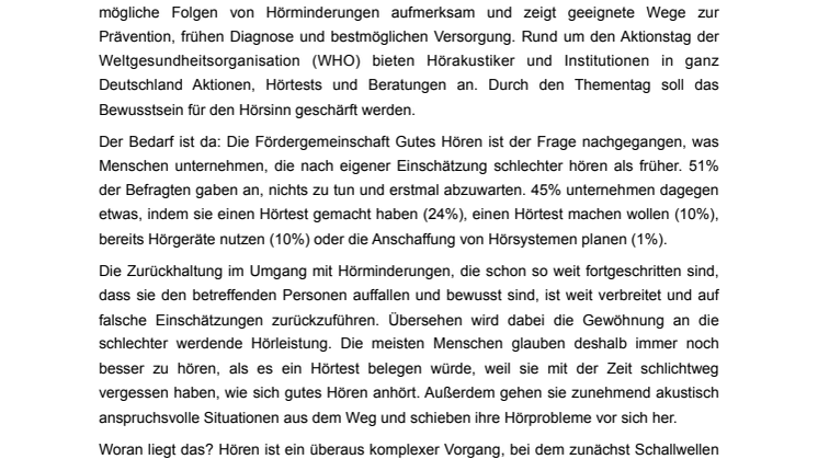 Schlechter hören, was nun? – die Fördergemeinschaft Gutes Hören zum Welttag des Hörens 2020