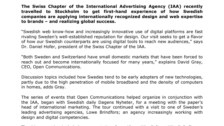 Swiss Marketers Journey to Sweden to Explore Scandinavian Digital Success