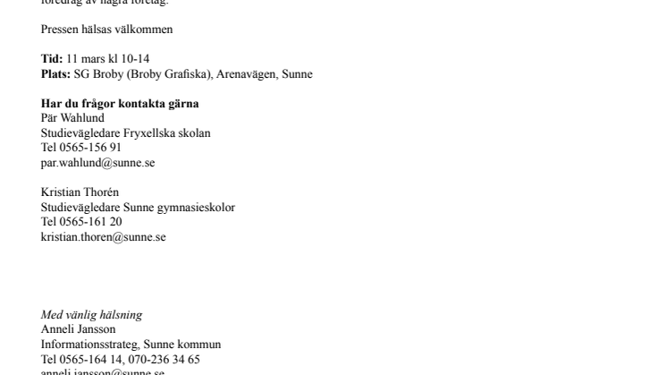 Framtidsdag för Sunneeelever