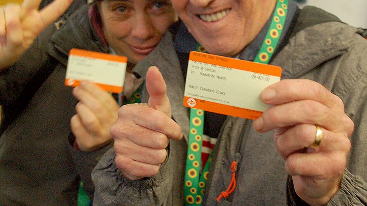 Ticket to ride - Becky and Toby with their rail tickets