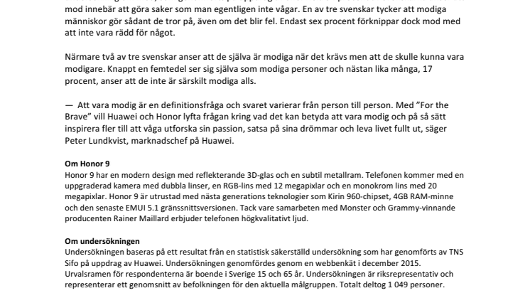 Undersökning från Huawei visar: Det här är mod enligt svenskarna