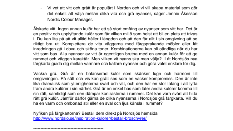 Älskade vitt, vackra grå – två nya Nordiska färgkartor från Nordsjö