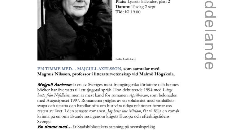 Majgull Axelsson till Stadsbiblioteket