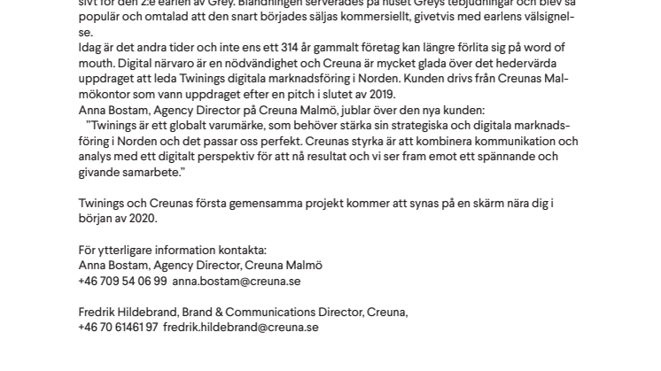 Creuna och Twinings – en perfekt blandning