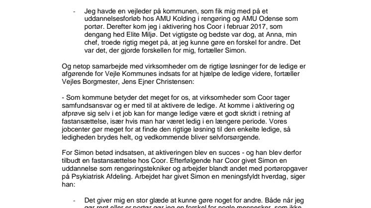 FRA KONTANTHJÆLPSMODTAGER TIL MEDARBEJDER MED SUCCES