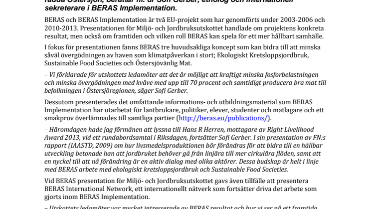BERAS i riksdagen