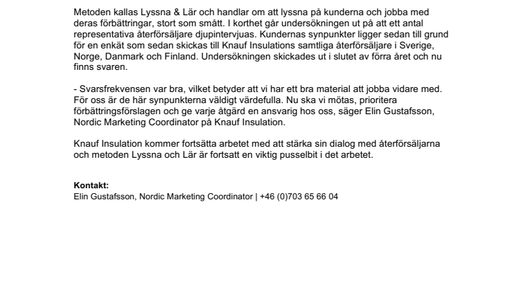 Tydligare kunddialog stärker Knauf Insulation