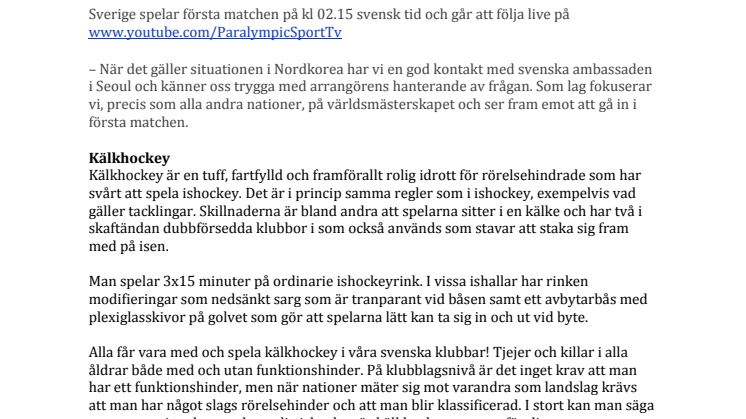 Kälkhockeylandslaget på plats i Sydkorea - laddade inför VM