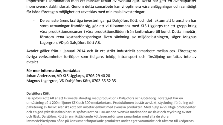 KLS Ugglarps och Dalsjöfors Kött i legosamarbete