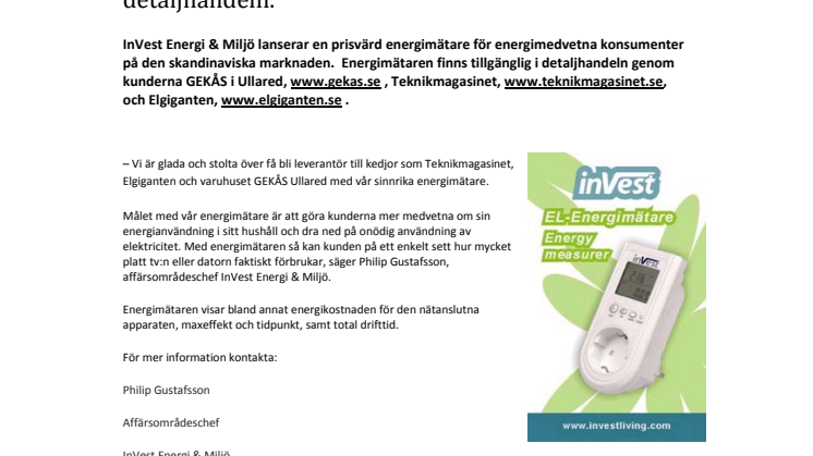 Energimätare - Succé i detaljhandeln.