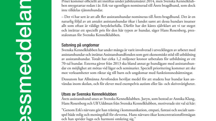SKK hyllar assistanshundarna