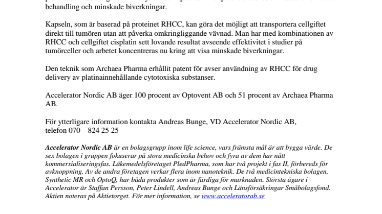 Archaea Pharma erhåller patent