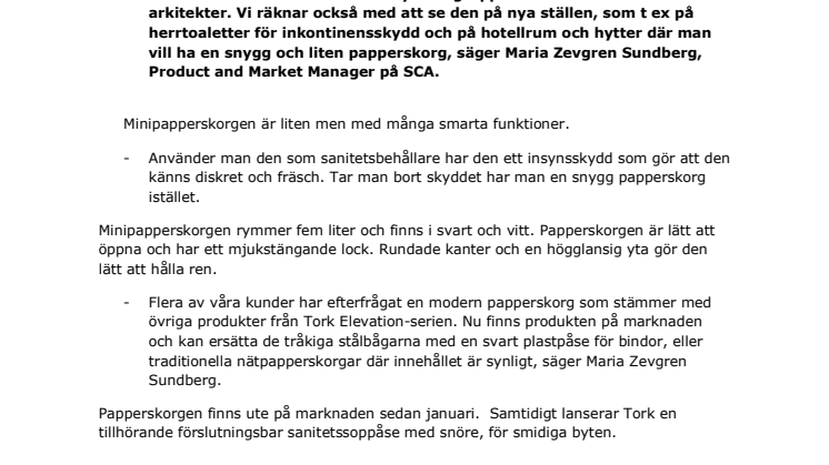 Tork lanserar efterfrågad minipapperskorg