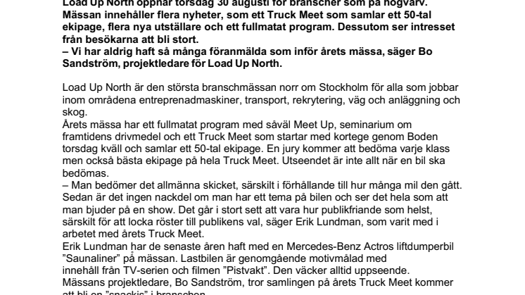 Load Up North öppnar med stort besöksintresse och flera nyheter