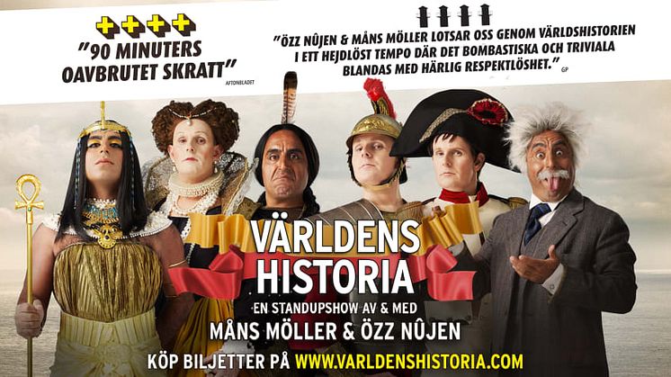 Föreställningen "Världens Historia" med Özz Nûjen och Måns Möller fortsätter in i en unik femte säsong hösten 2020
